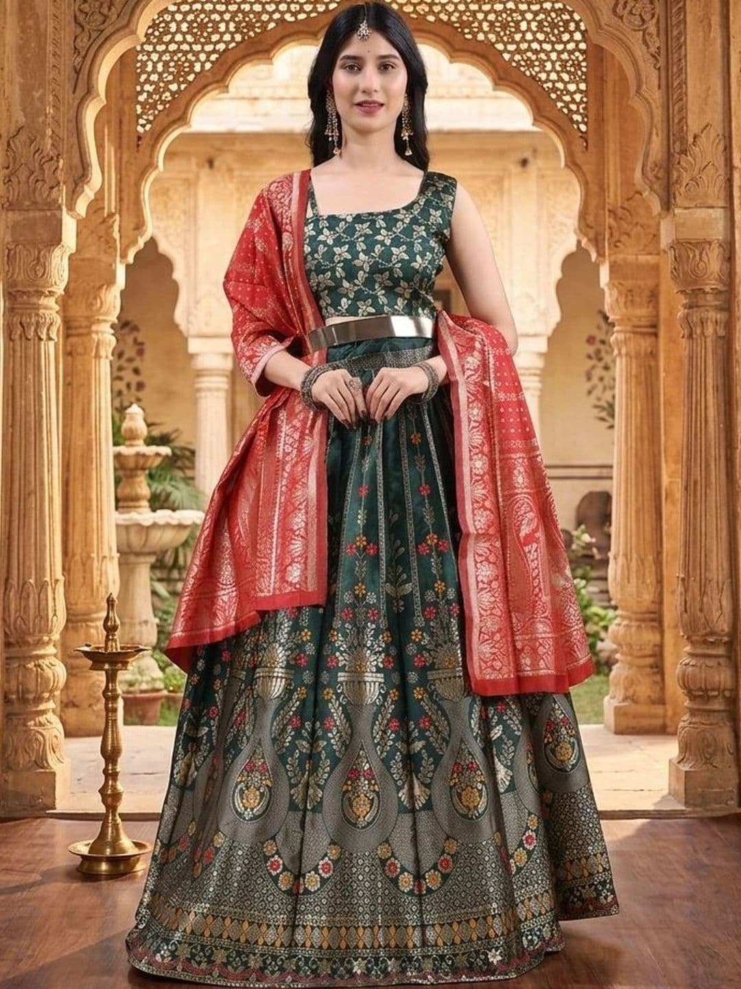 SWAMI STUDIO Semi-Stitched Lehenga & Blouse With Dupatta - view 1
