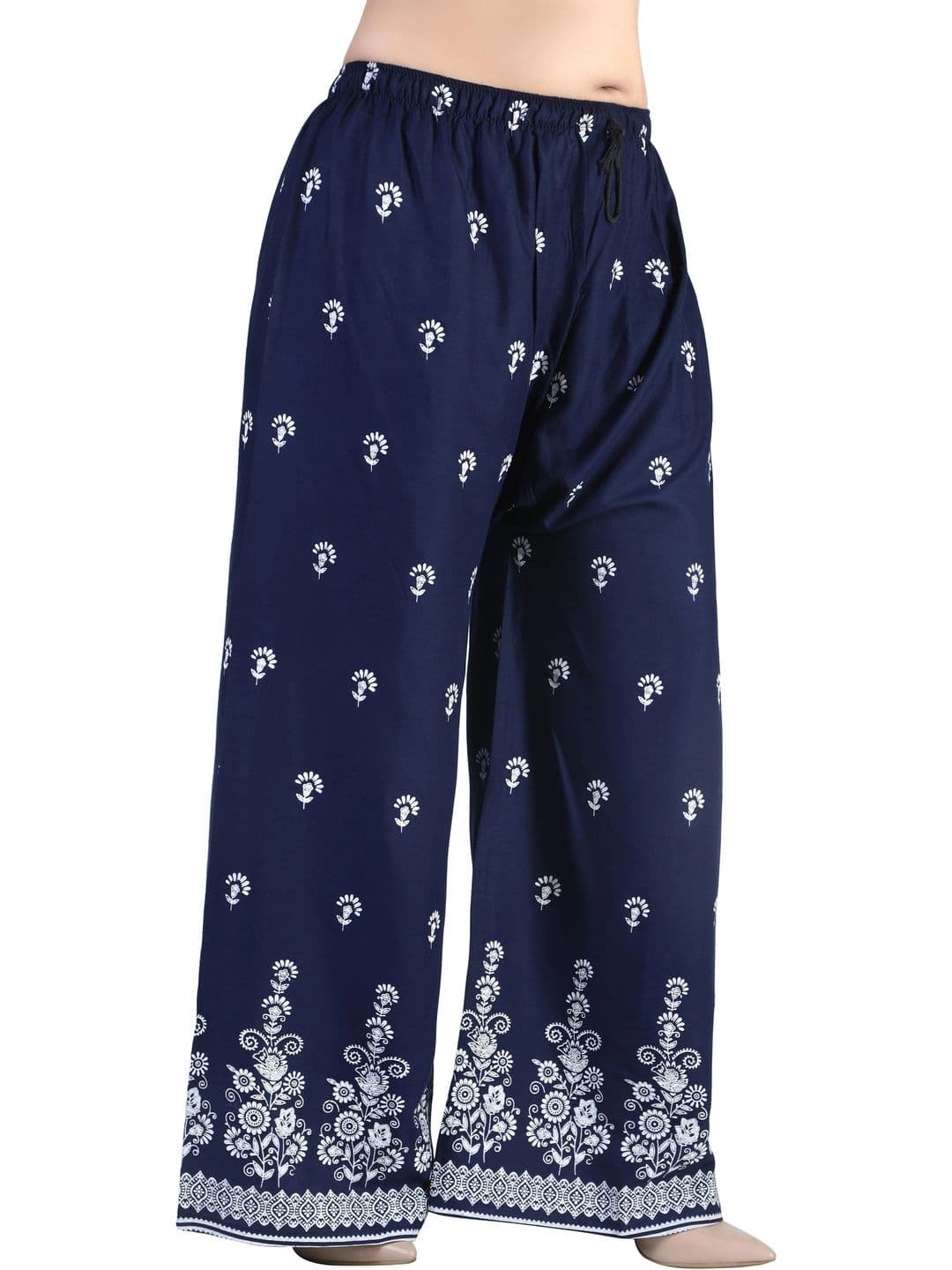 BINISH Women Floral Embroidered Chambray Ethnic Palazzos - view 1