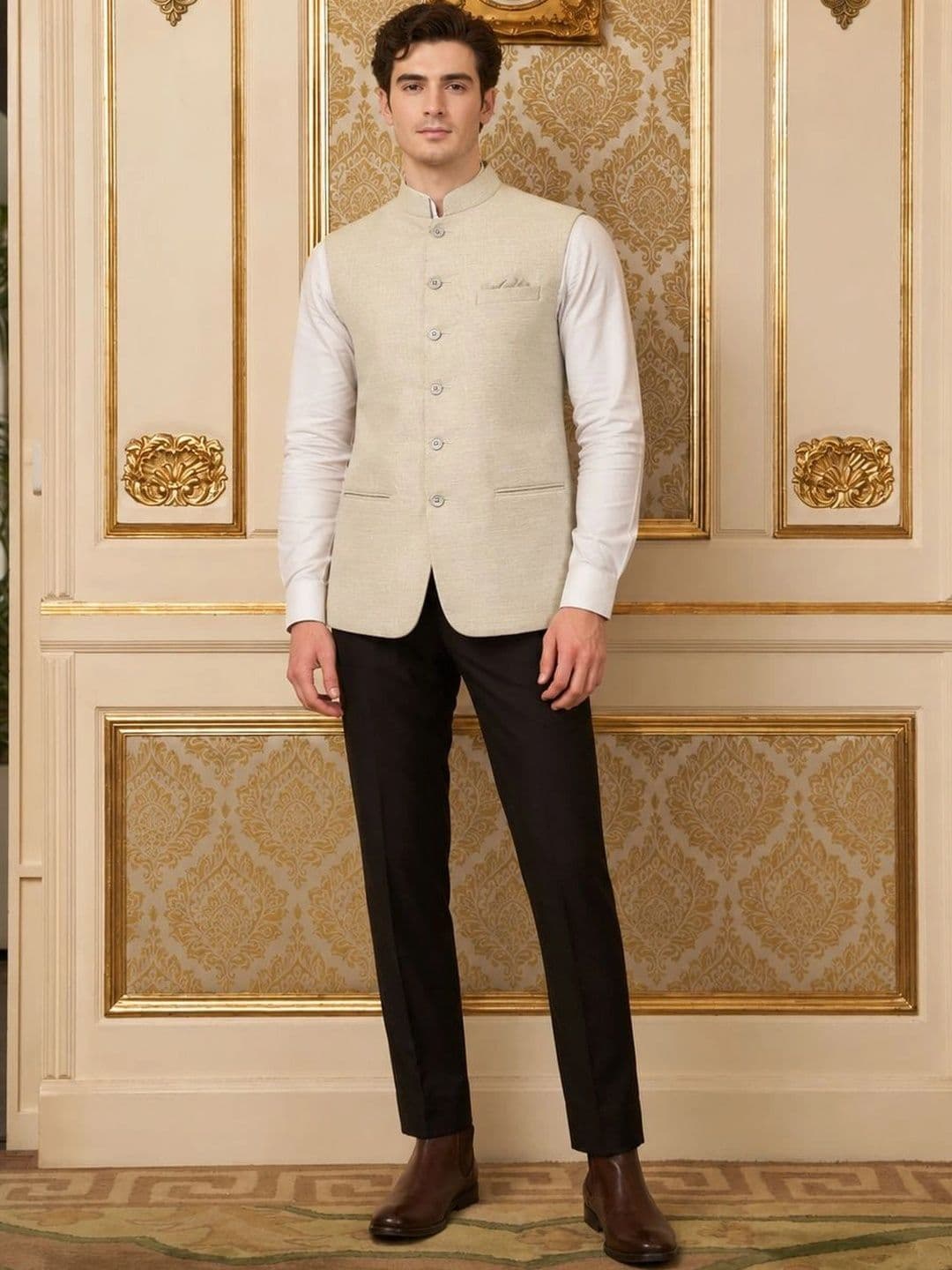 Anouk Men Woven Nehru Jackets