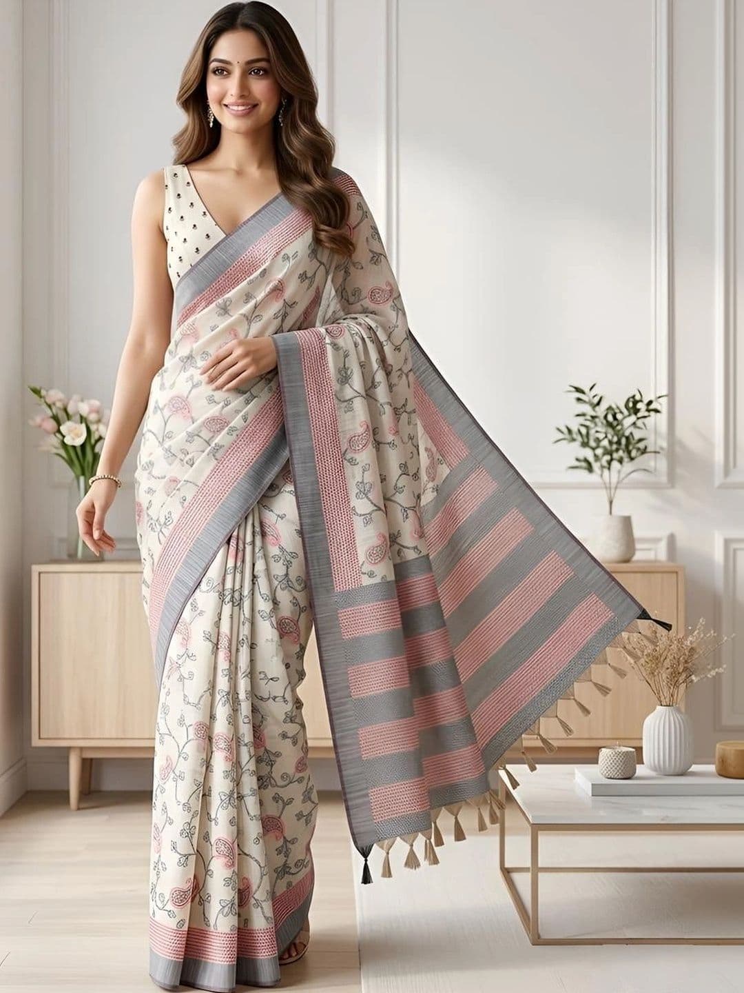 KALINI Floral Zari Saree - view 1