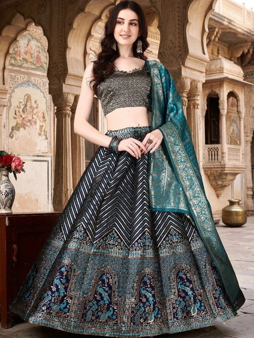 SWAMI STUDIO Semi-Stitched Lehenga & Blouse With Dupatta - view 1