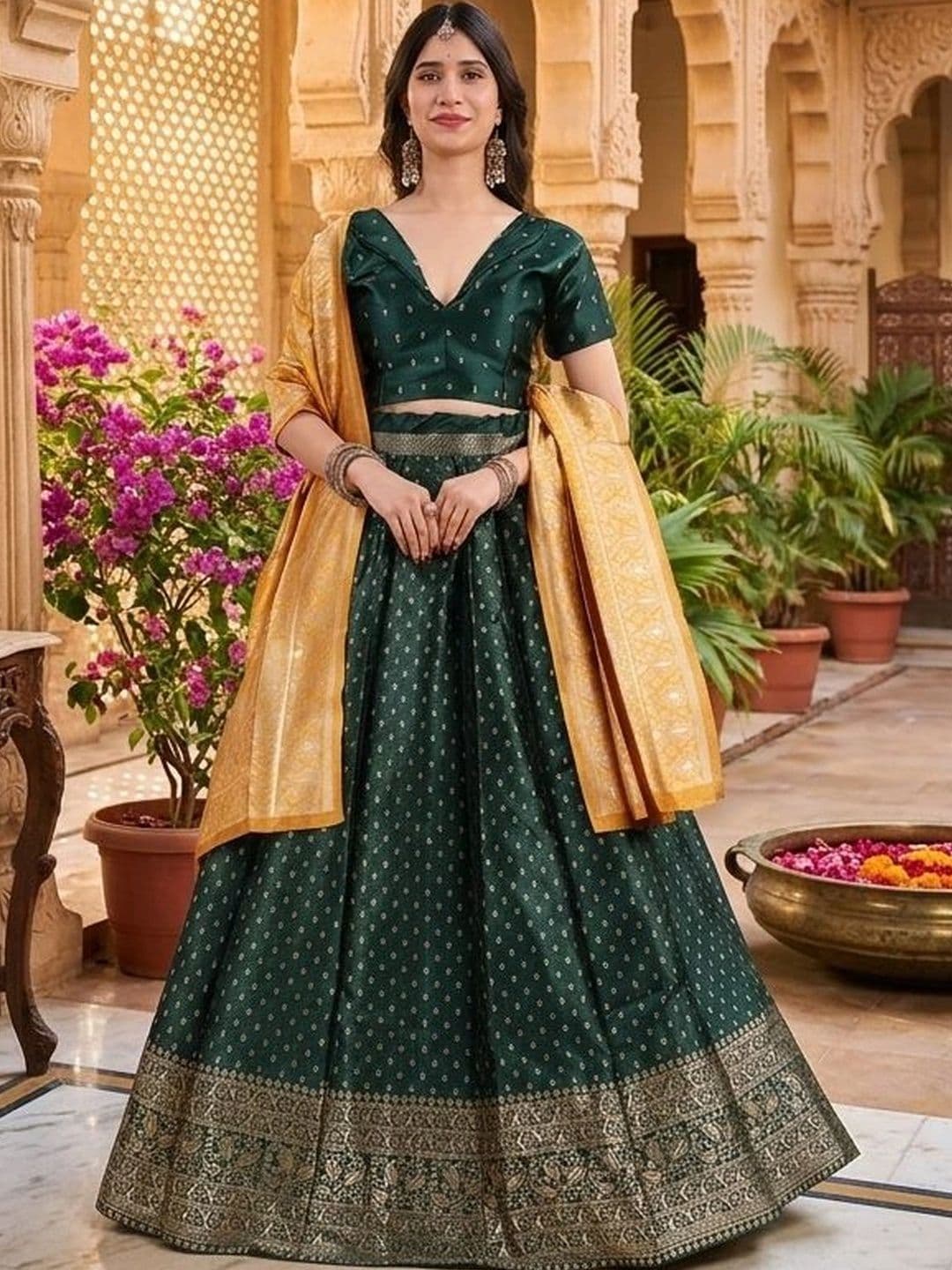 SWAMI STUDIO Semi-Stitched Lehenga & Blouse With Dupatta - view 1