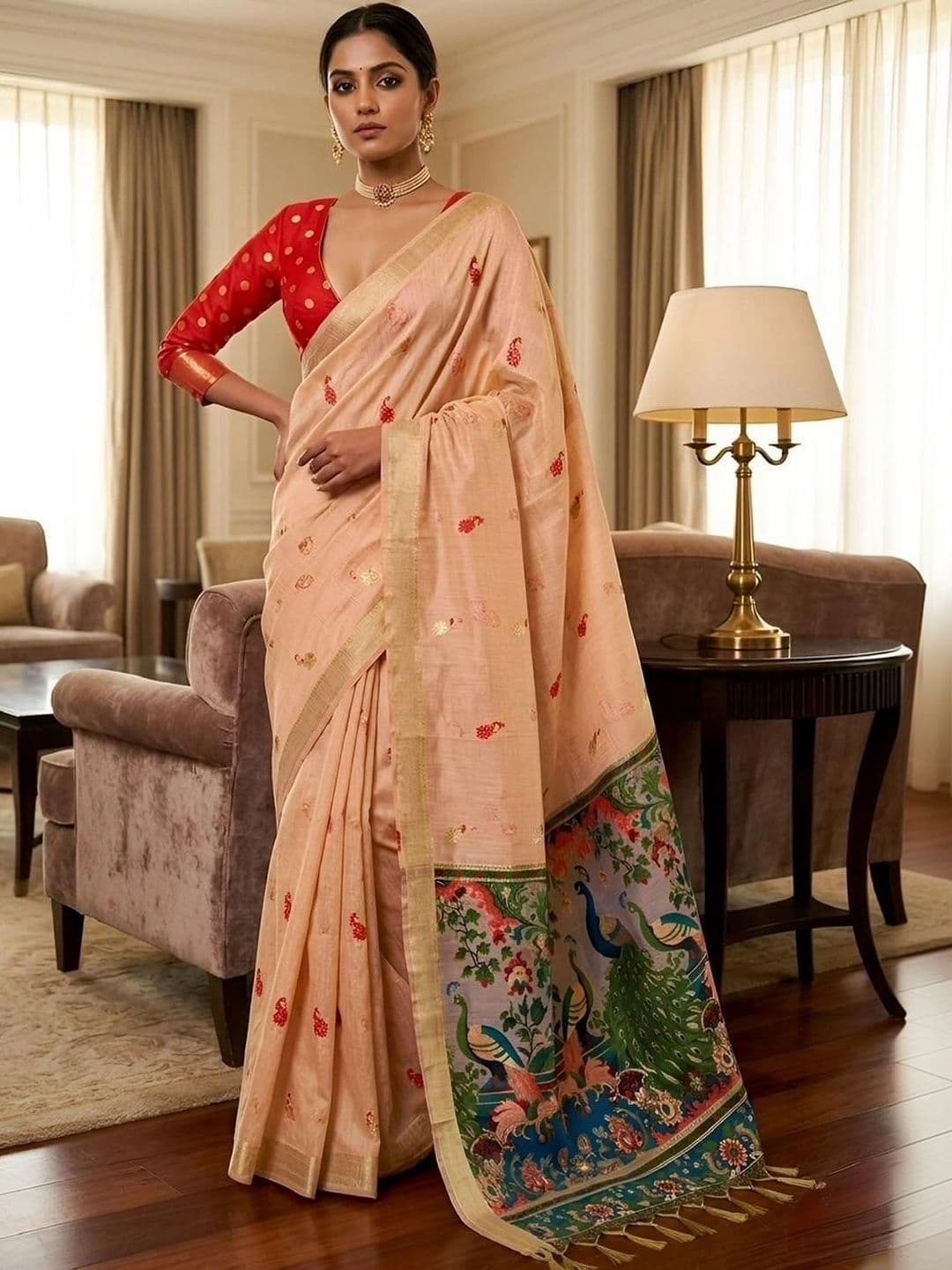 Sangria Woven Design Zari Saree - view 1