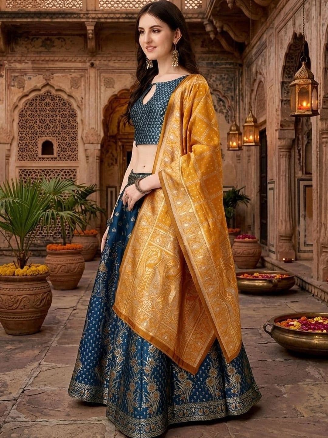 SWAMI STUDIO Semi-Stitched Lehenga & Blouse With Dupatta - view 1