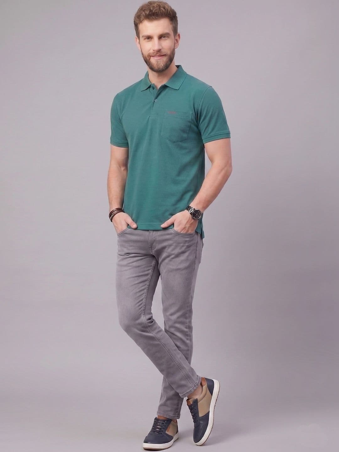 Adobe Men Polo Collar Pockets T-shirt - view 1