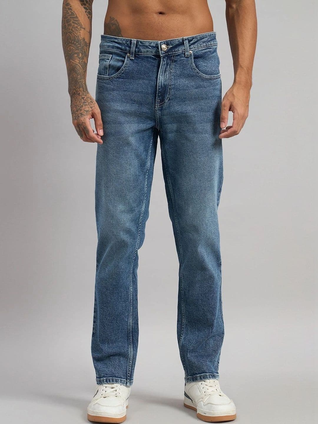 Sand Dunes Men Straight Motion Man Straight Fit Mid-Rise Light Fade Acid Wash Stretchable Jeans - view 1
