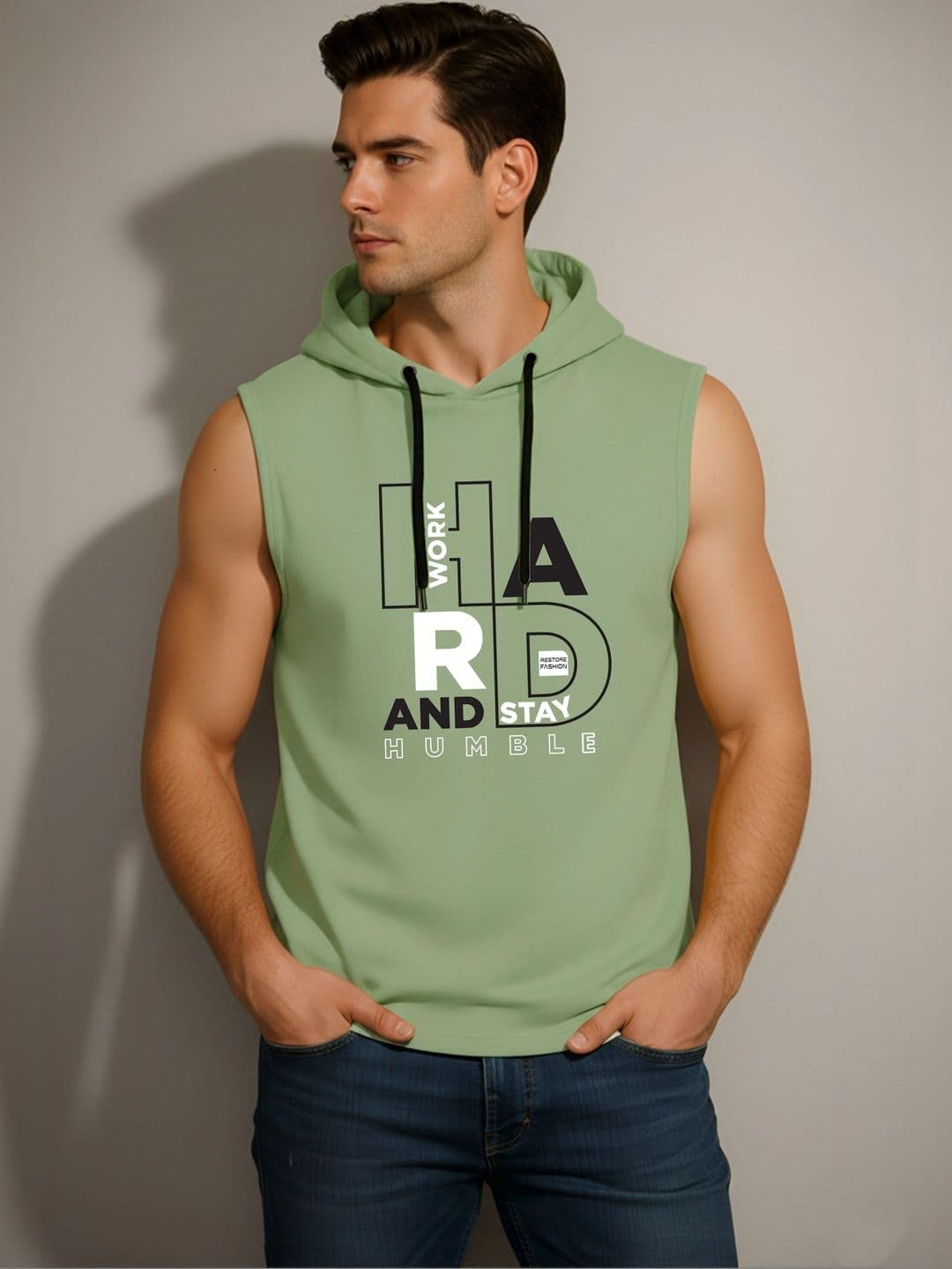 SKY HARBOAR Men Typography Printed Hooded T-shirt - view 1