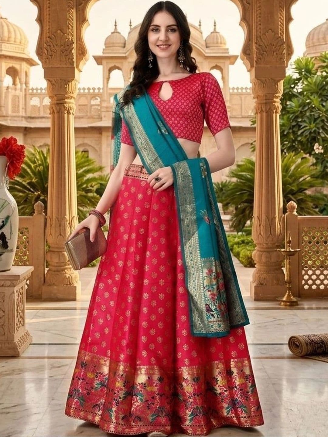 SWAMI STUDIO Semi-Stitched Lehenga & Blouse With Dupatta - view 1