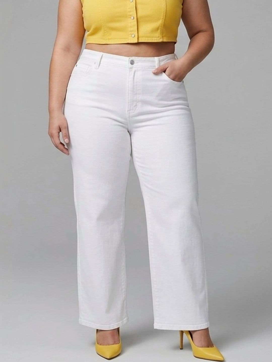 Mast & Harbour Plus Size Women Wide Leg High-Rise Stretchable Jeans - view 1