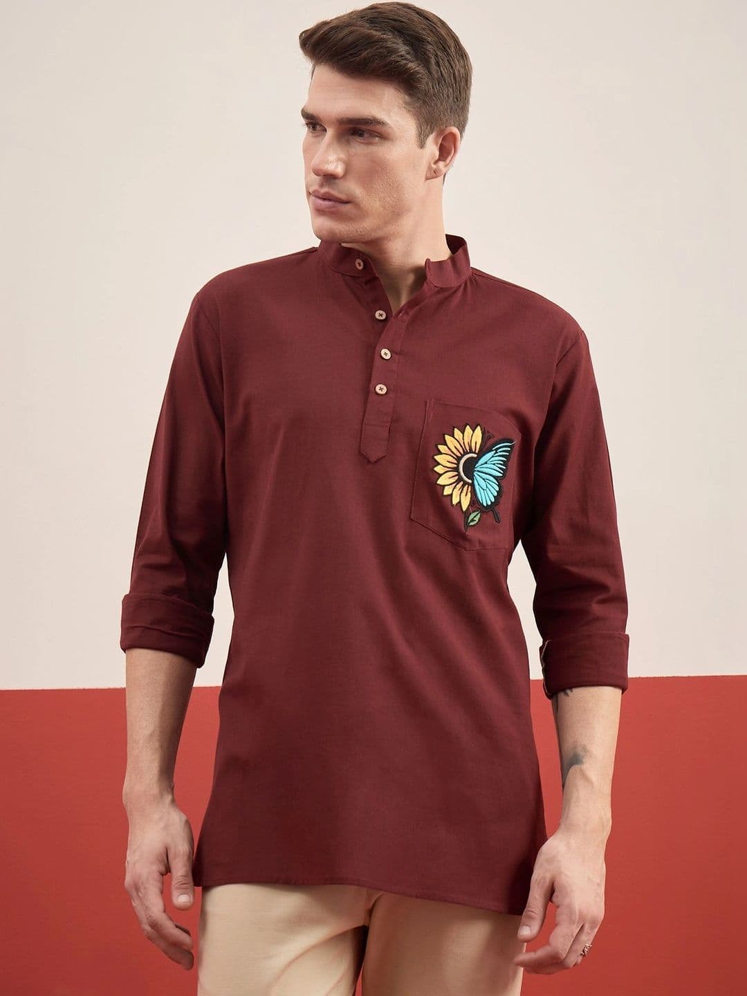 House of Pataudi Men Embroidered Thread Work Kurta - view 1