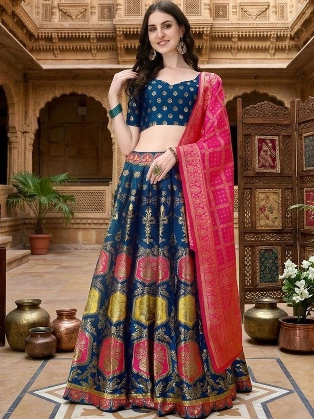 SWAMI STUDIO Semi-Stitched Lehenga & Blouse With Dupatta - view 1