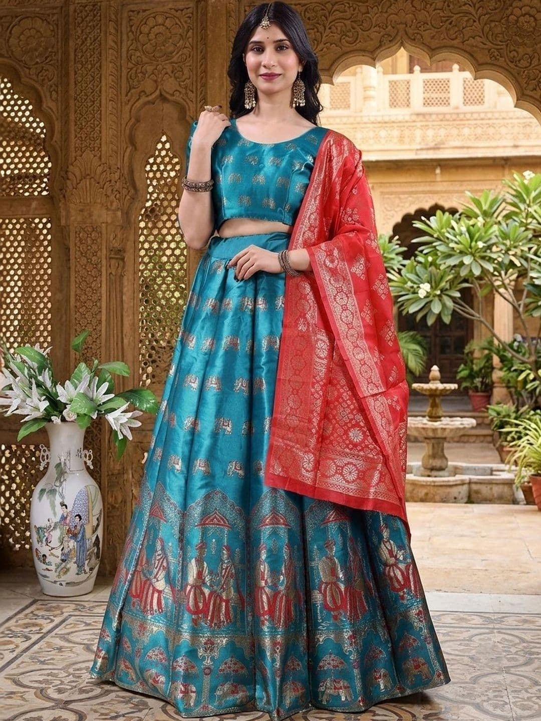 SWAMI STUDIO Semi-Stitched Lehenga & Blouse With Dupatta - view 1
