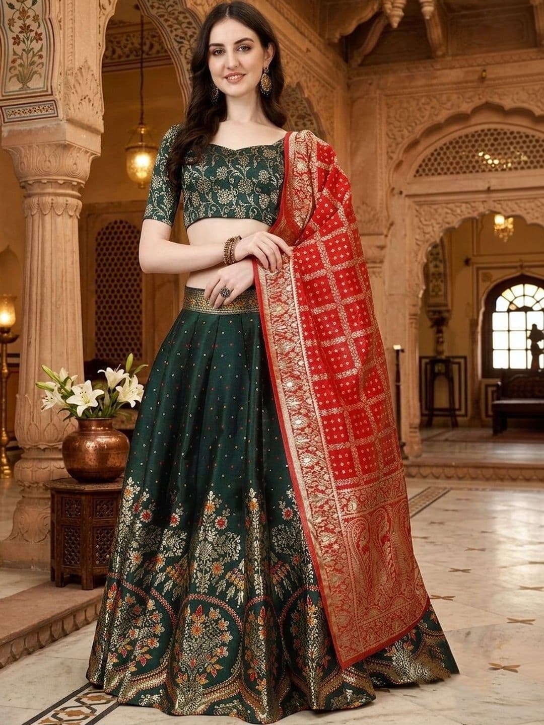SWAMI STUDIO Semi-Stitched Lehenga & Blouse With Dupatta - view 1