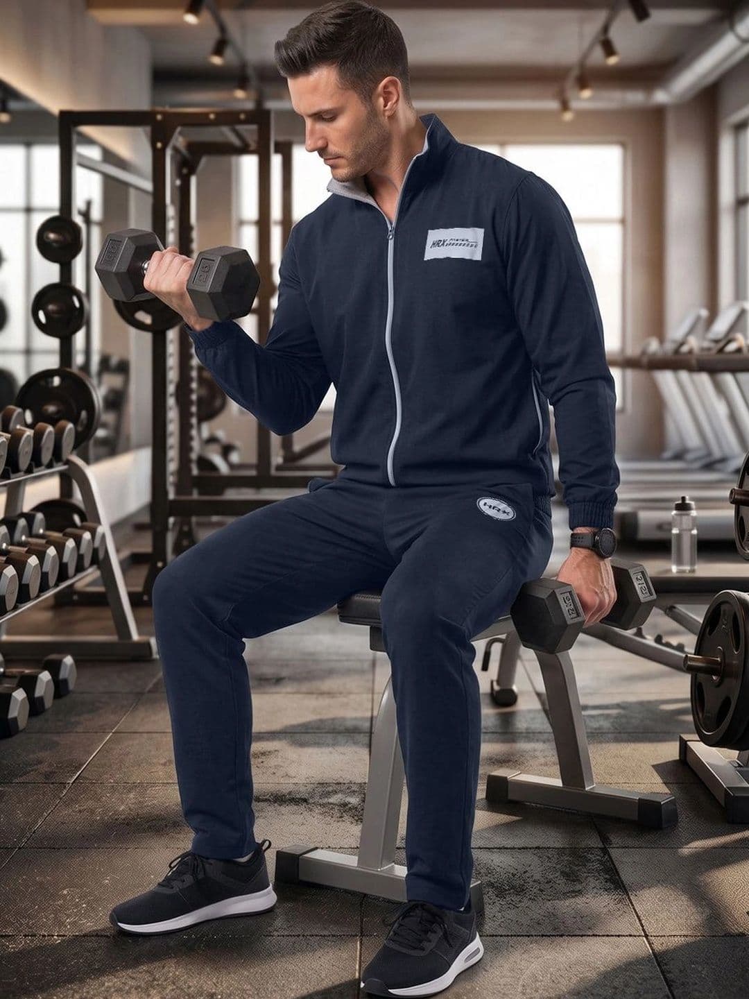 HRX by Hrithik Roshan Brand Logo Printed Mock Collar Tracksuits - view 1