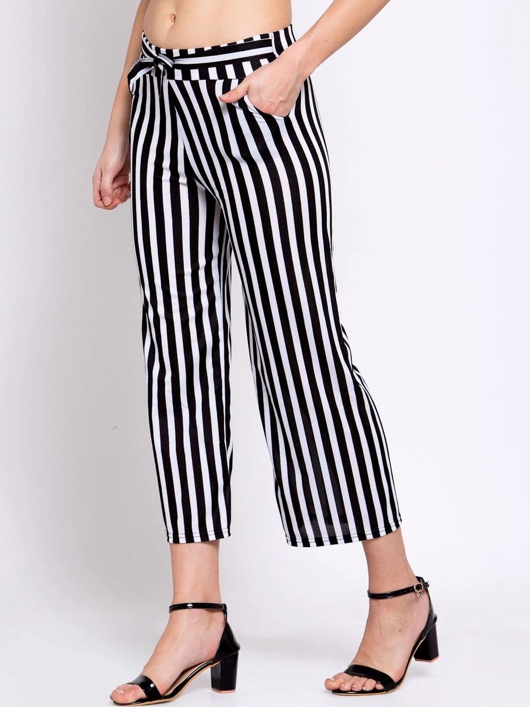 Moda Rapido Women 2 Striped Knitted Cropped Palazzos - view 1
