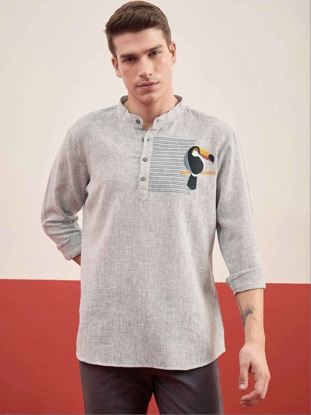 House of Pataudi Men Embroidered Thread Work Kurta - view 1