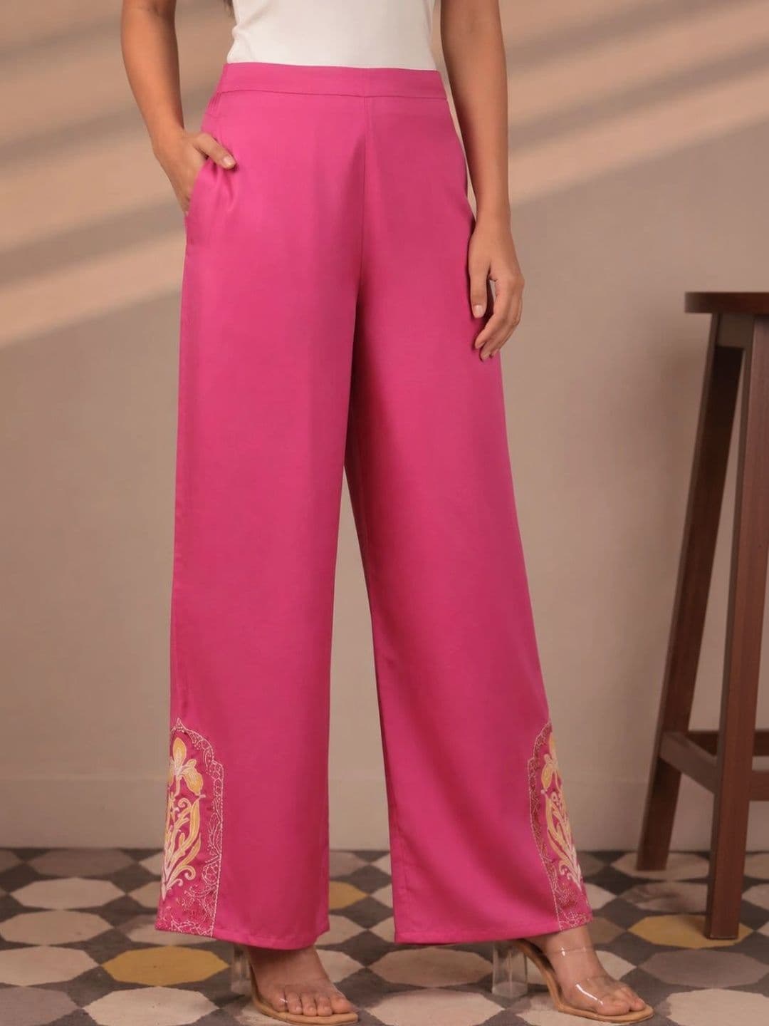 Fashion with Benefits Women Floral Embroidered Ethnic Palazzos - view 1