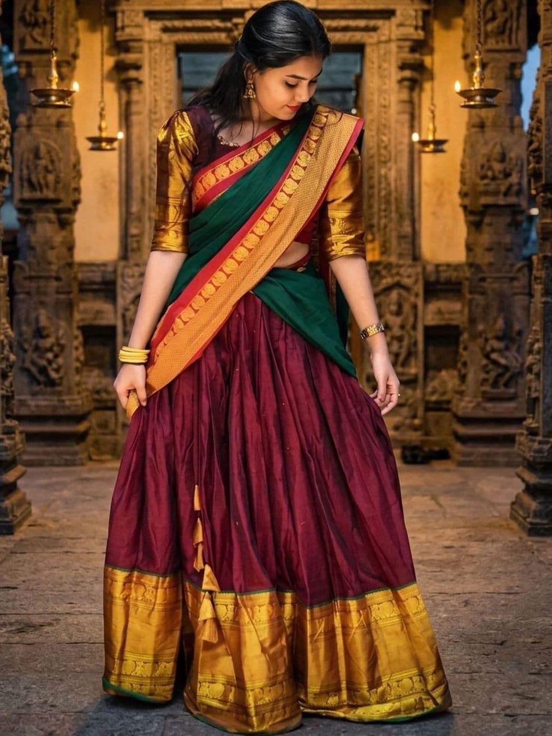 SWAMI STUDIO Embellished Semi-Stitched Lehenga & Blouse With Dupatta - view 1