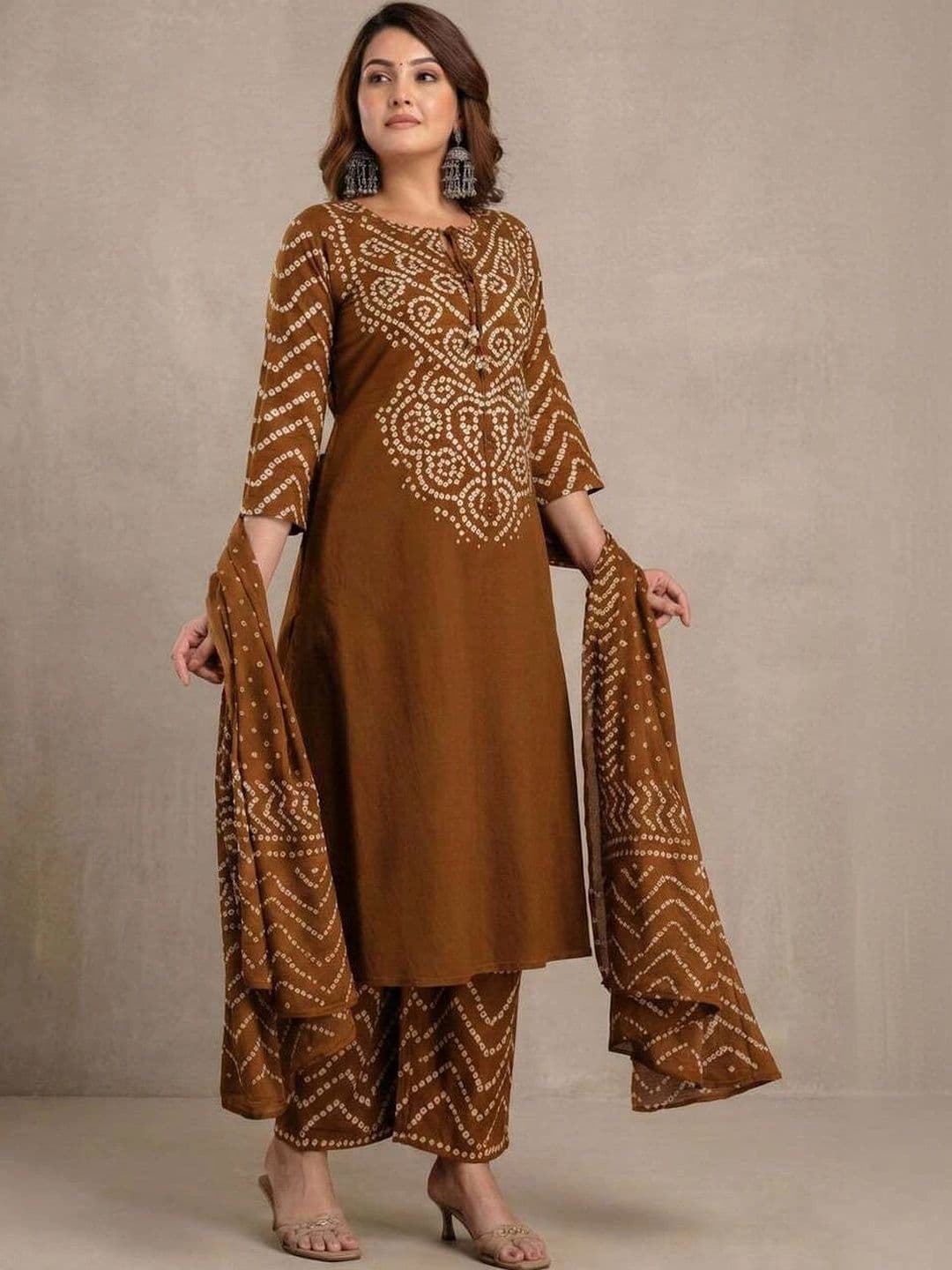Bna Bnaya Women Ethnic Motifs Printed Regular Pure Cotton Kurta with Palazzos & With Dupatta - view 1