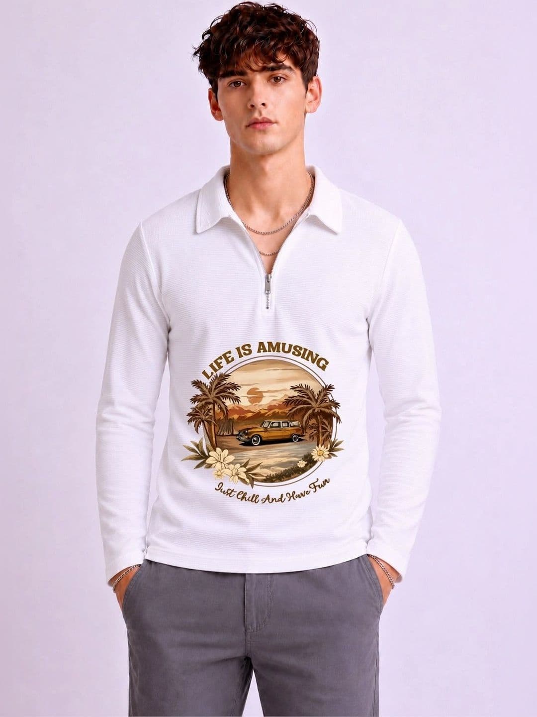 Mobox Men Printed Polo Collar T-shirt - view 1