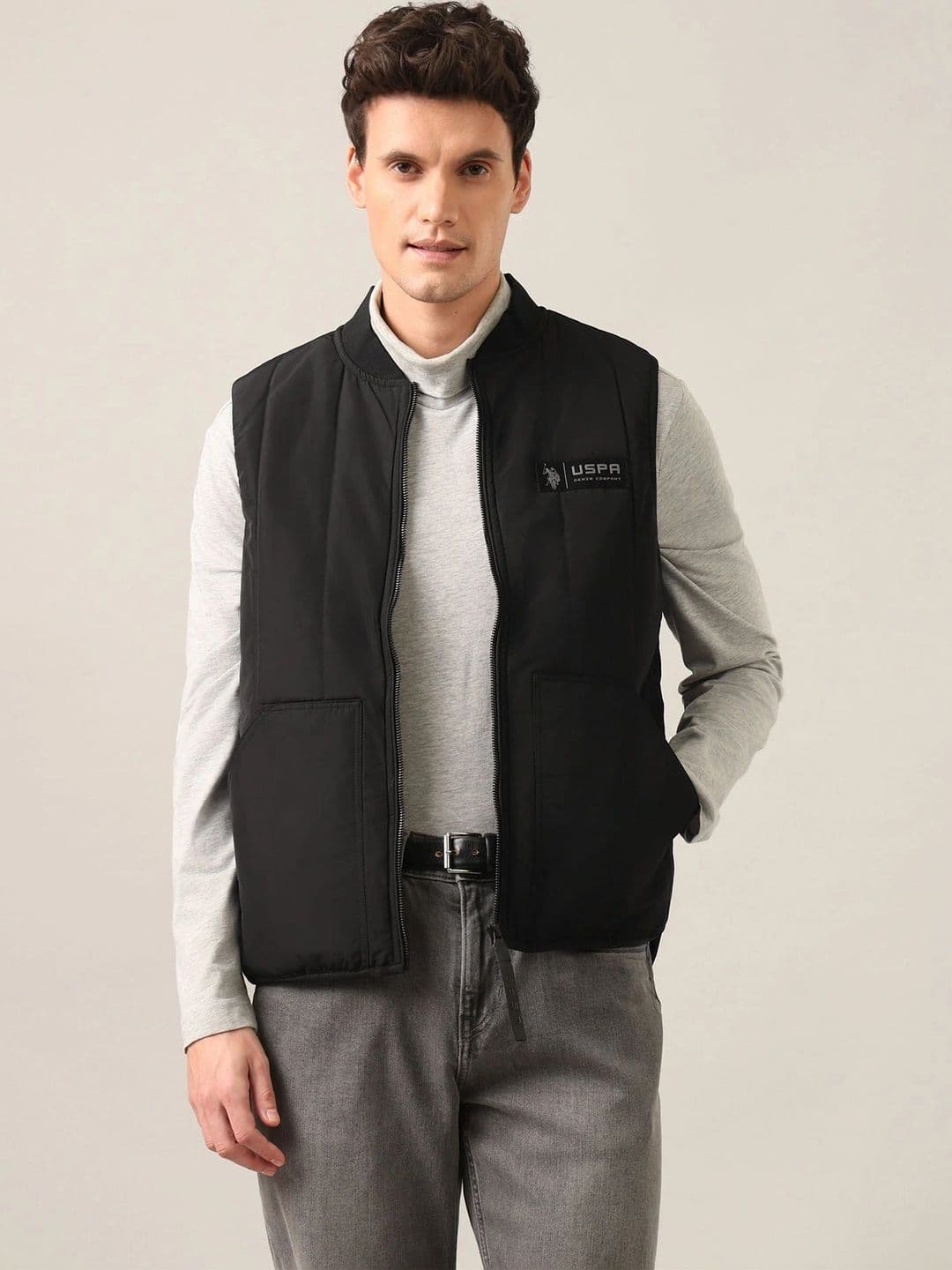 U.S. Polo Assn. Denim Co. Men Longline Quilted Jacket with Patchwork - view 1