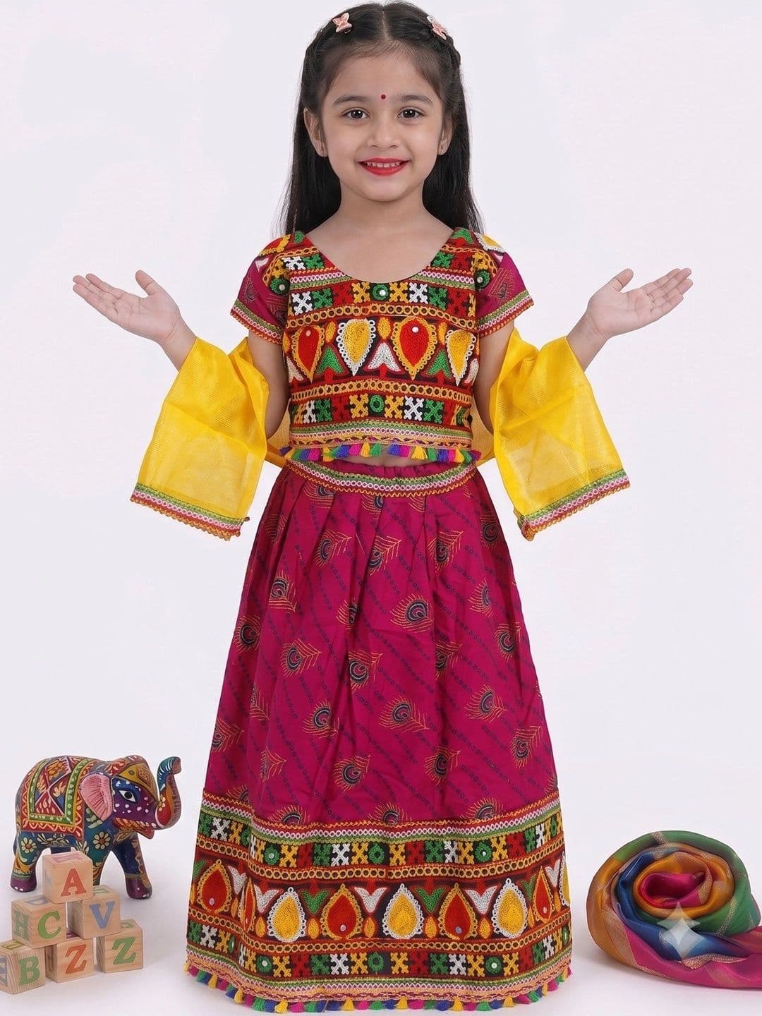 VALUE CREATION Girls Embroidered Thread Work Ready to Wear Lehenga & Blouse With Dupatta - view 1