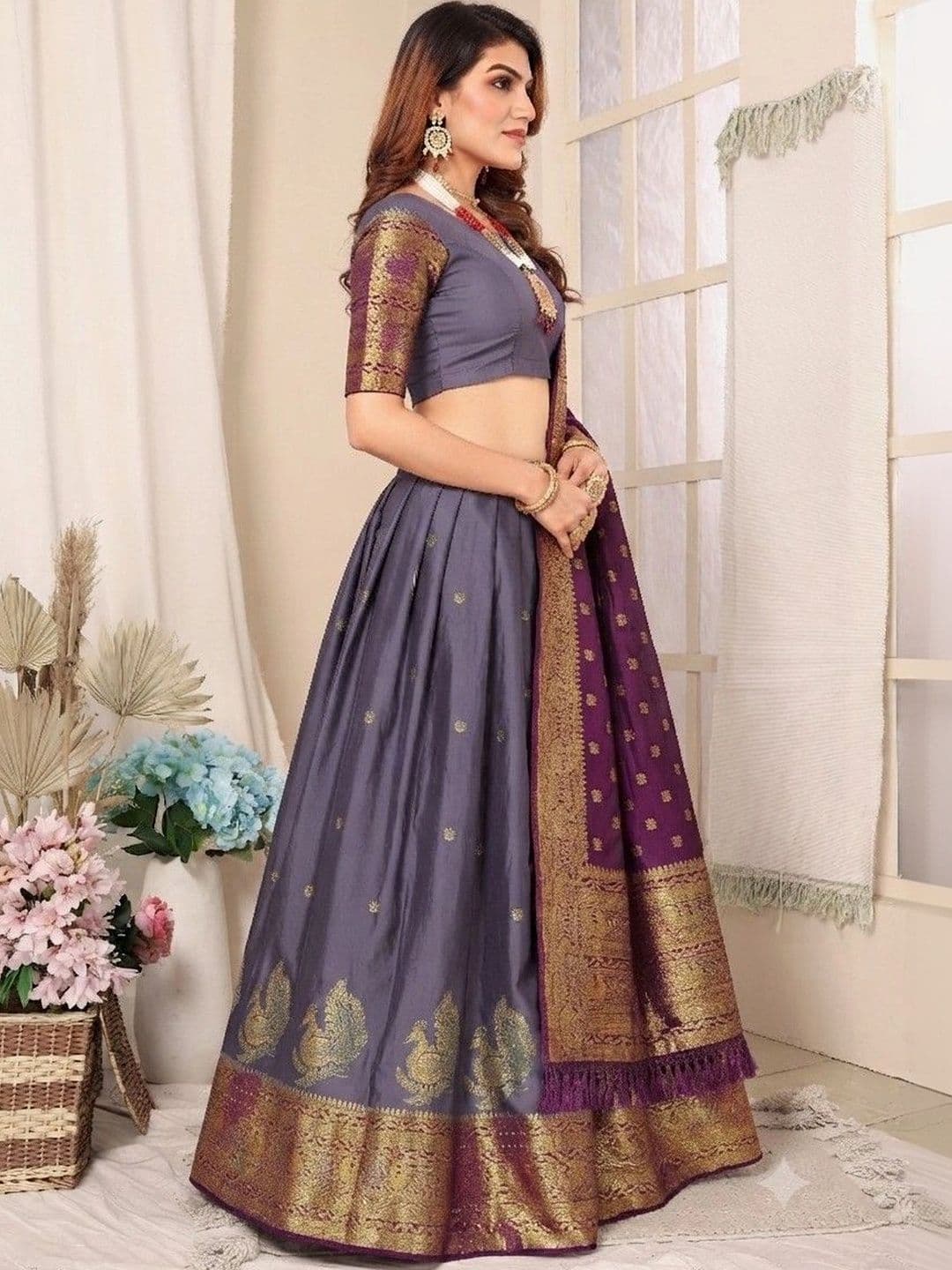 Kinjhit Fashion Unstitched Lehenga & Blouse With Dupatta - view 1