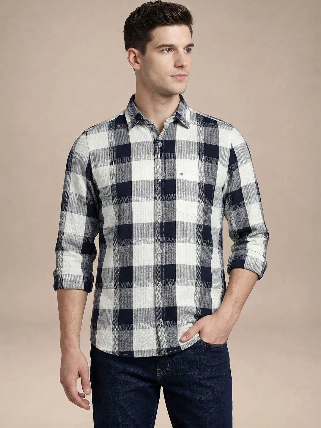 Turtle Men Relaxed Slim Fit Buffalo Checks Checked Casual Shirt - view 1