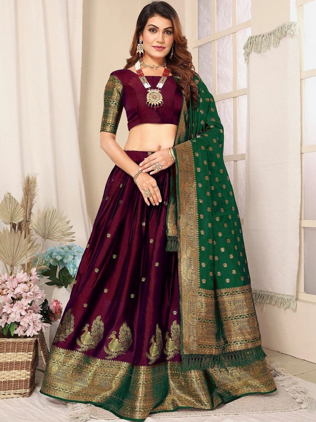 Kinjhit Fashion Unstitched Lehenga & Blouse With Dupatta - view 1