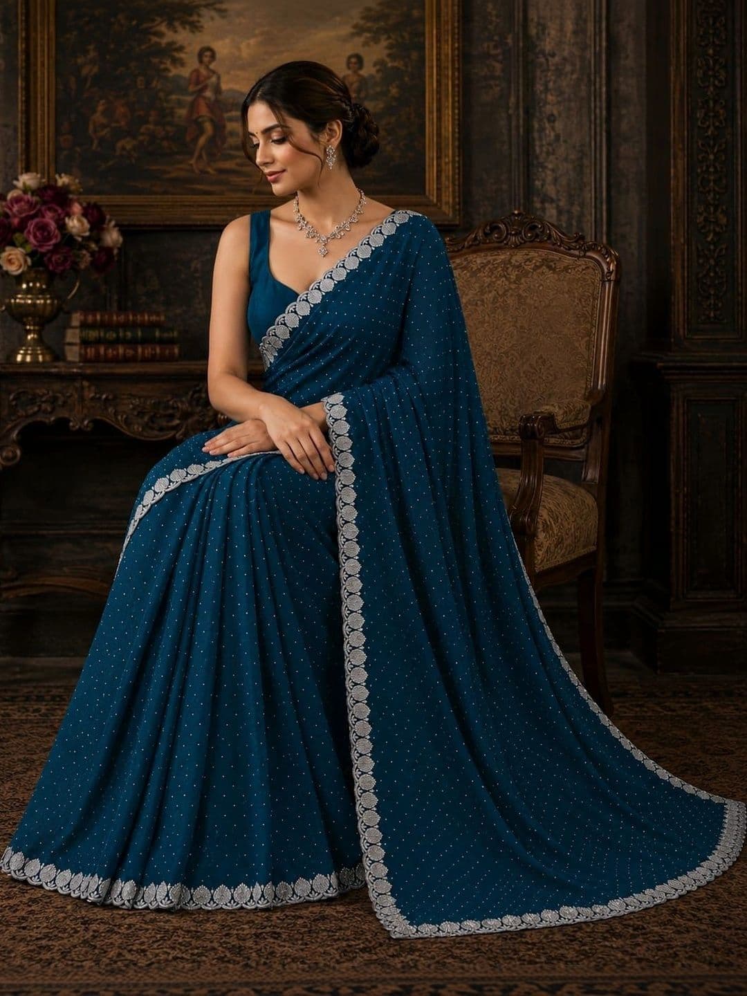 RANGVYRA LIFESTYLE Embellished Embroidered Art Silk Saree - view 1