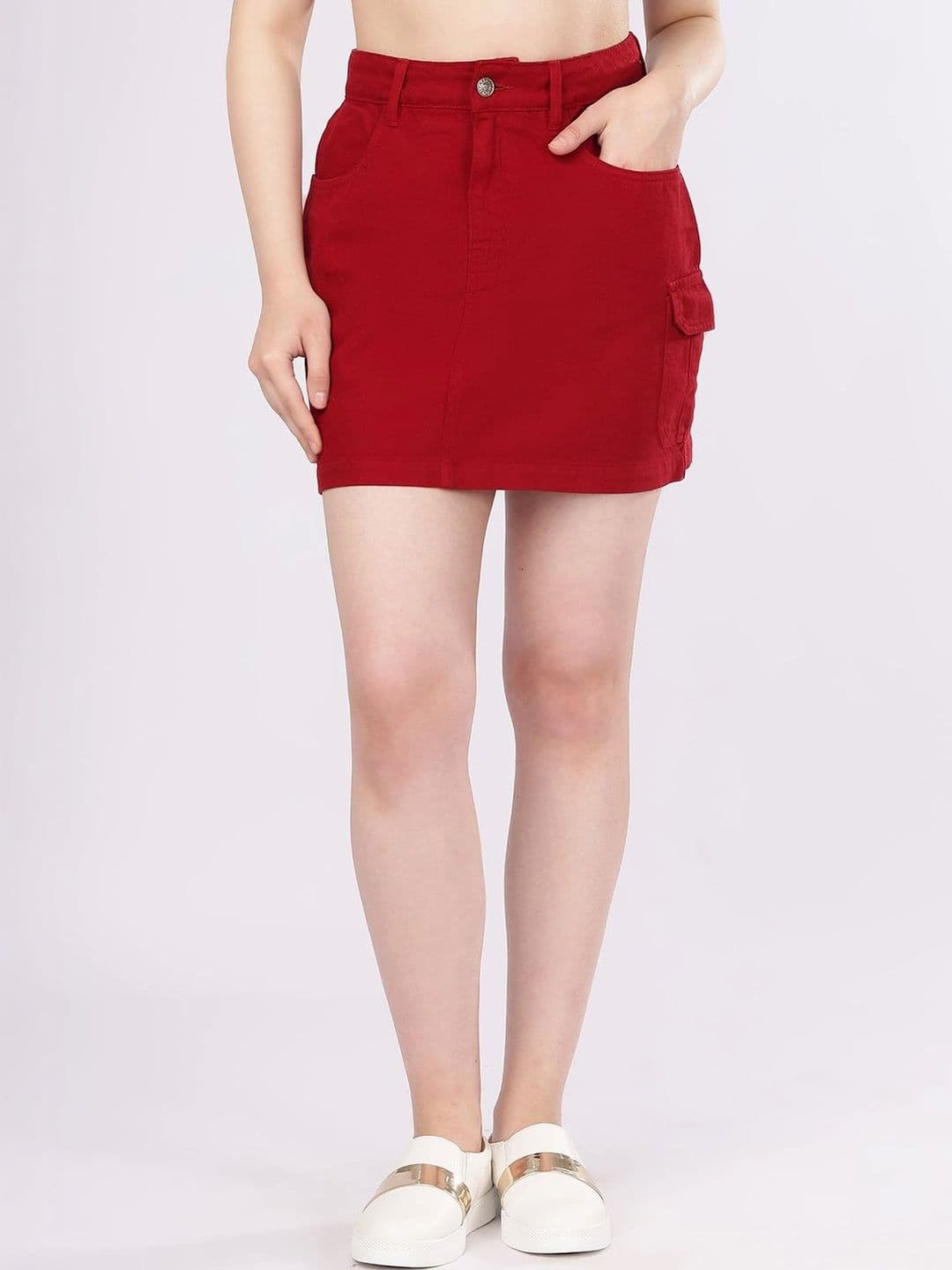 Mast & Harbour Women Cotton Cargo Styles Mini Straight Skirt - view 1