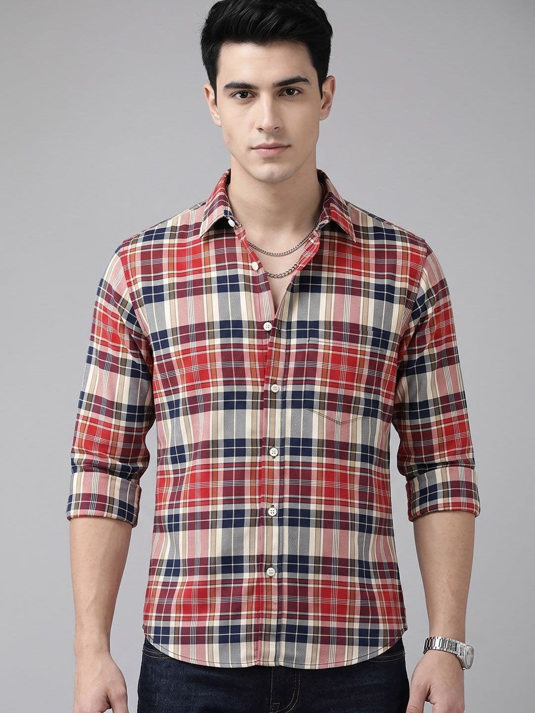 The Roadster Lifestyle Co. Men Classic Checked Pure Cotton Casual Shirt - view 1