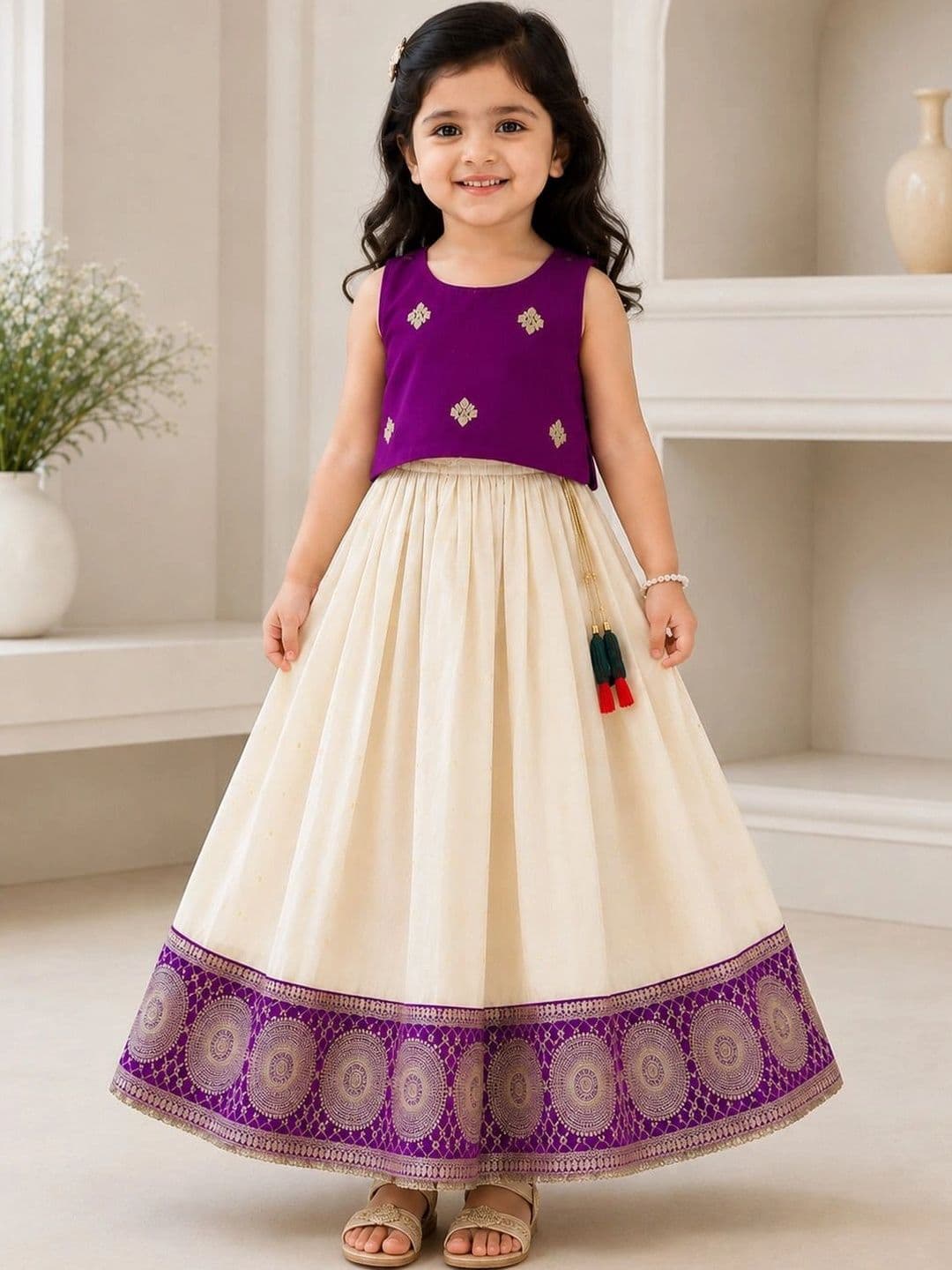 Lolark Girls Embellished Ready to Wear Lehenga & - view 1