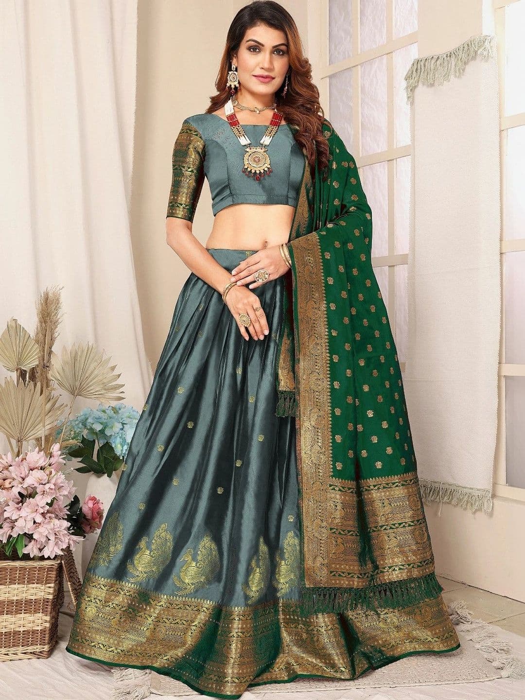 Kinjhit Fashion Unstitched Lehenga & Blouse With Dupatta - view 1