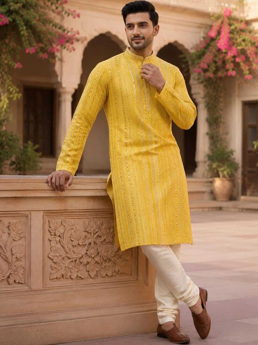 The Dapperman Men Ethnic Motifs Embroidered Chikankari Indie Prints Kurta - view 1