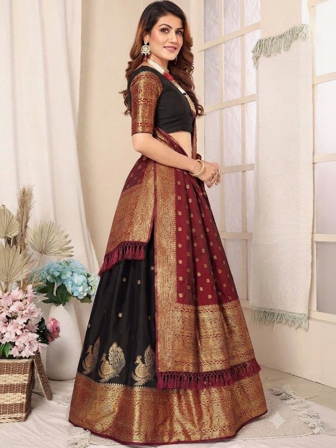 tathastufab Unstitched Lehenga & Blouse With Dupatta - view 1