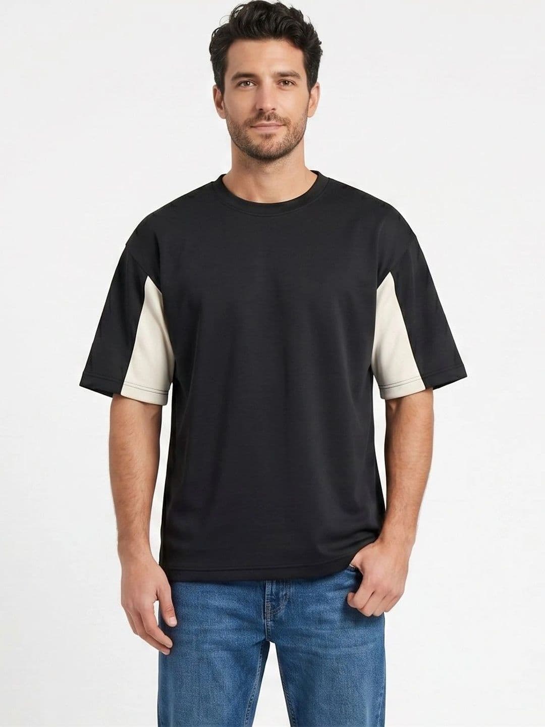 Grphx Men Colourblocked Drop-Shoulder Sleeves T-shirt - view 1