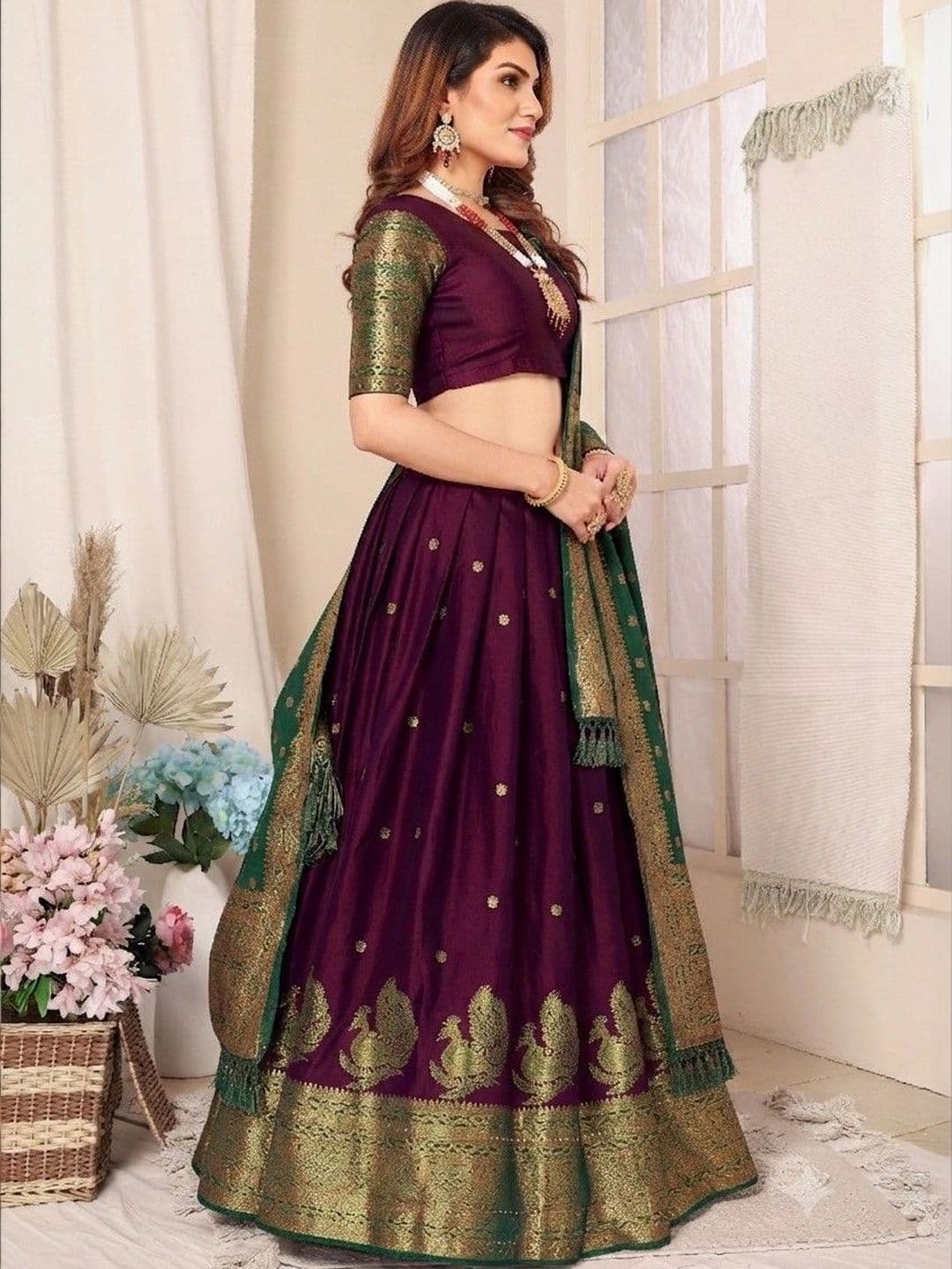 Kinjhit Fashion Embellished Unstitched Lehenga & Blouse With Dupatta - view 1