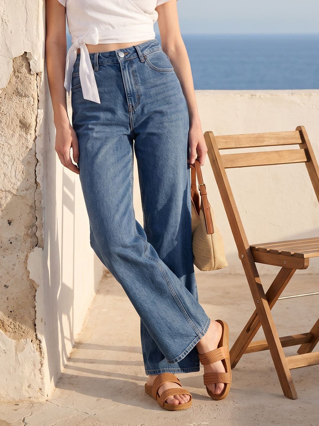 Mast & Harbour Women Wide Leg Light Fade Stretchable Jeans - view 1
