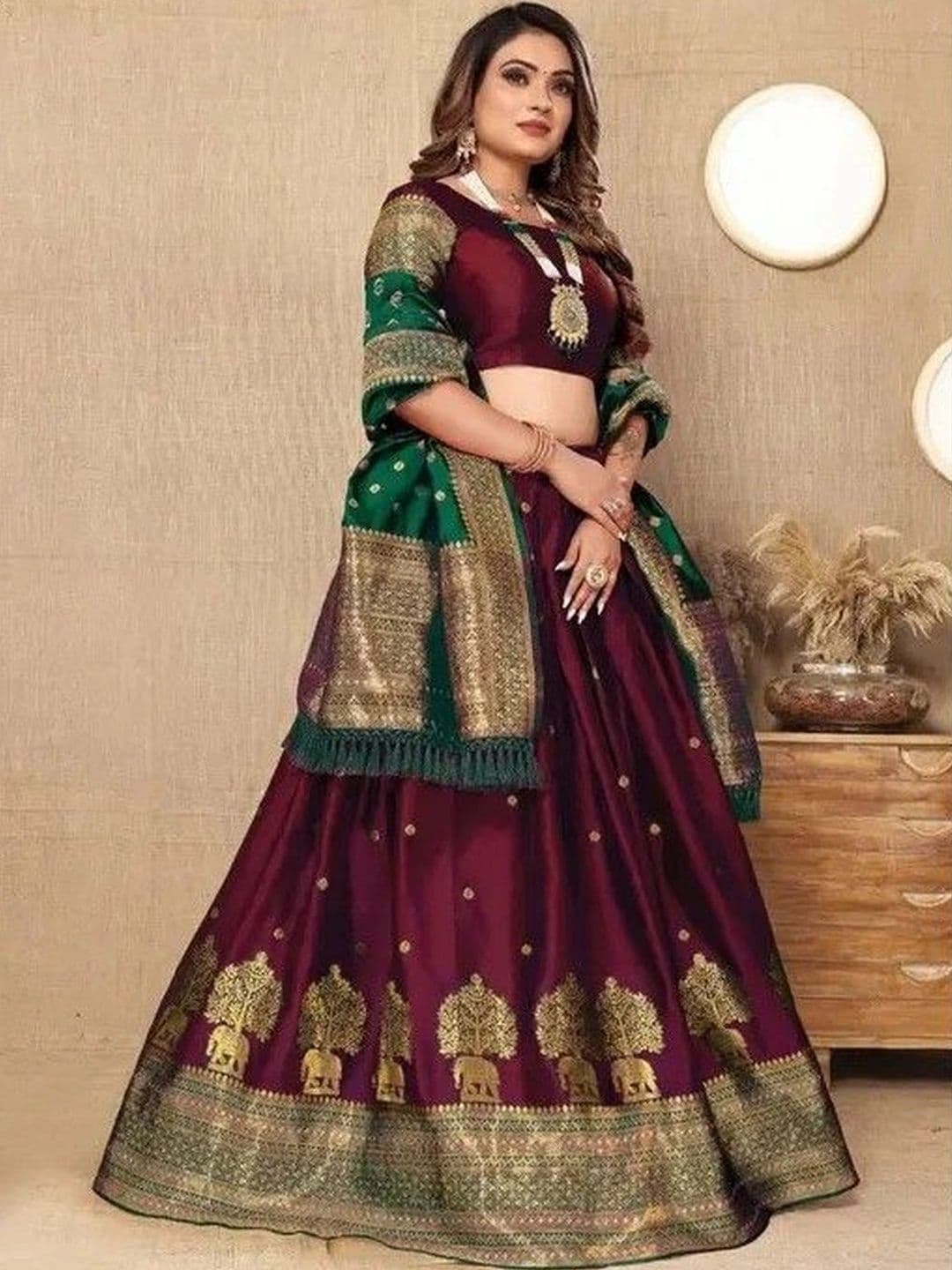 tathastufab Unstitched Lehenga & Blouse With Dupatta - view 1