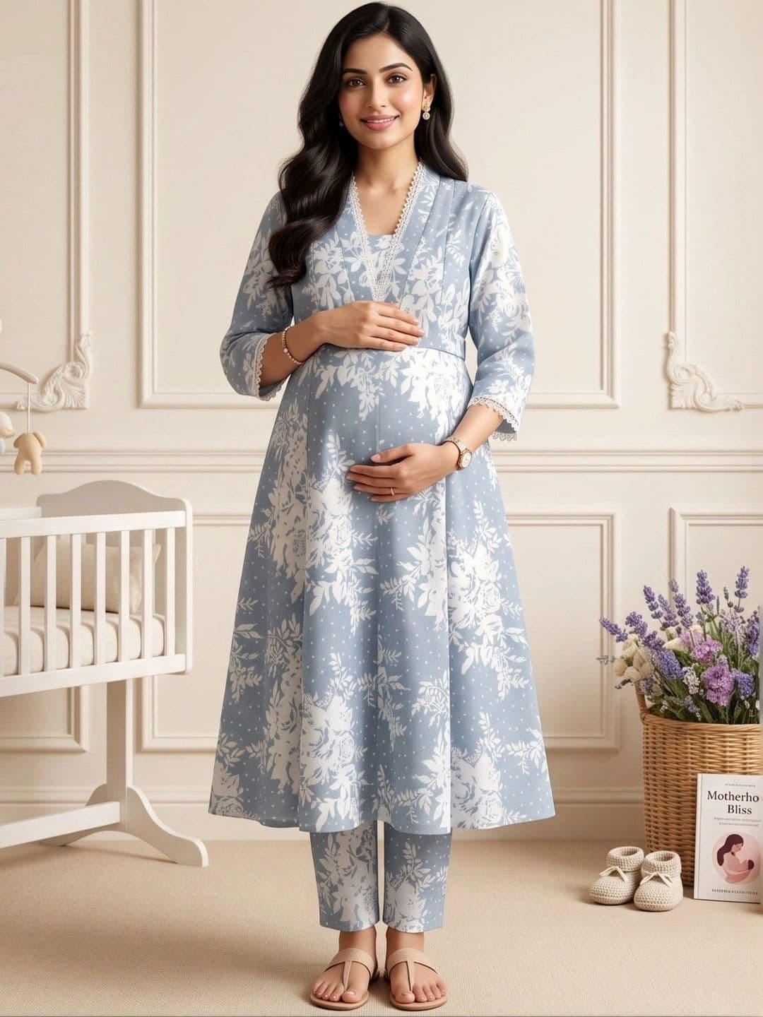 DUMMY SHAPE Women Floral Printed Empire Kurta with Trousers - view 1