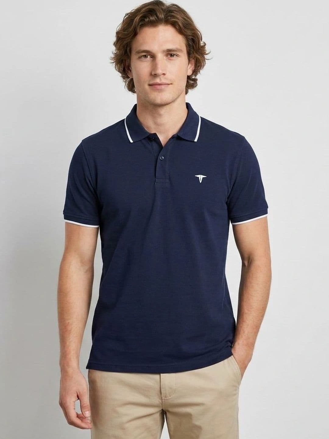 R.Code by The Roadster Life Co. Men Brand Logo Polo Collar T-shirt - view 1