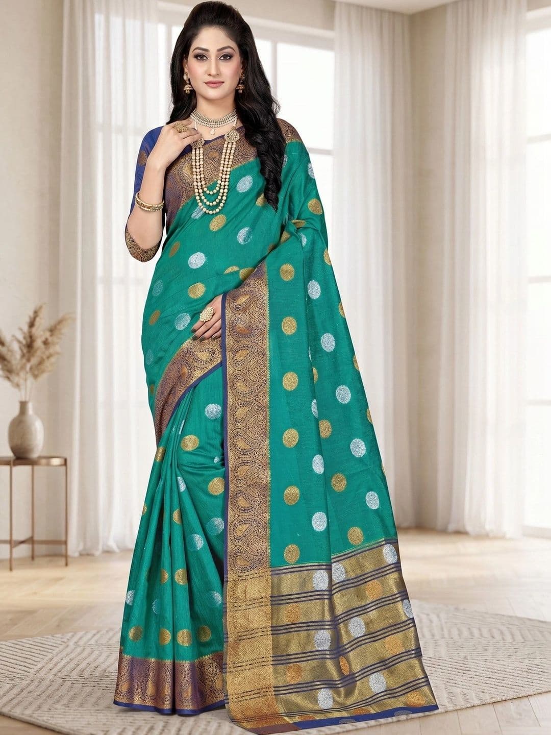 Mitera Woven Design Zari Silk Blend Designer Saree - view 1