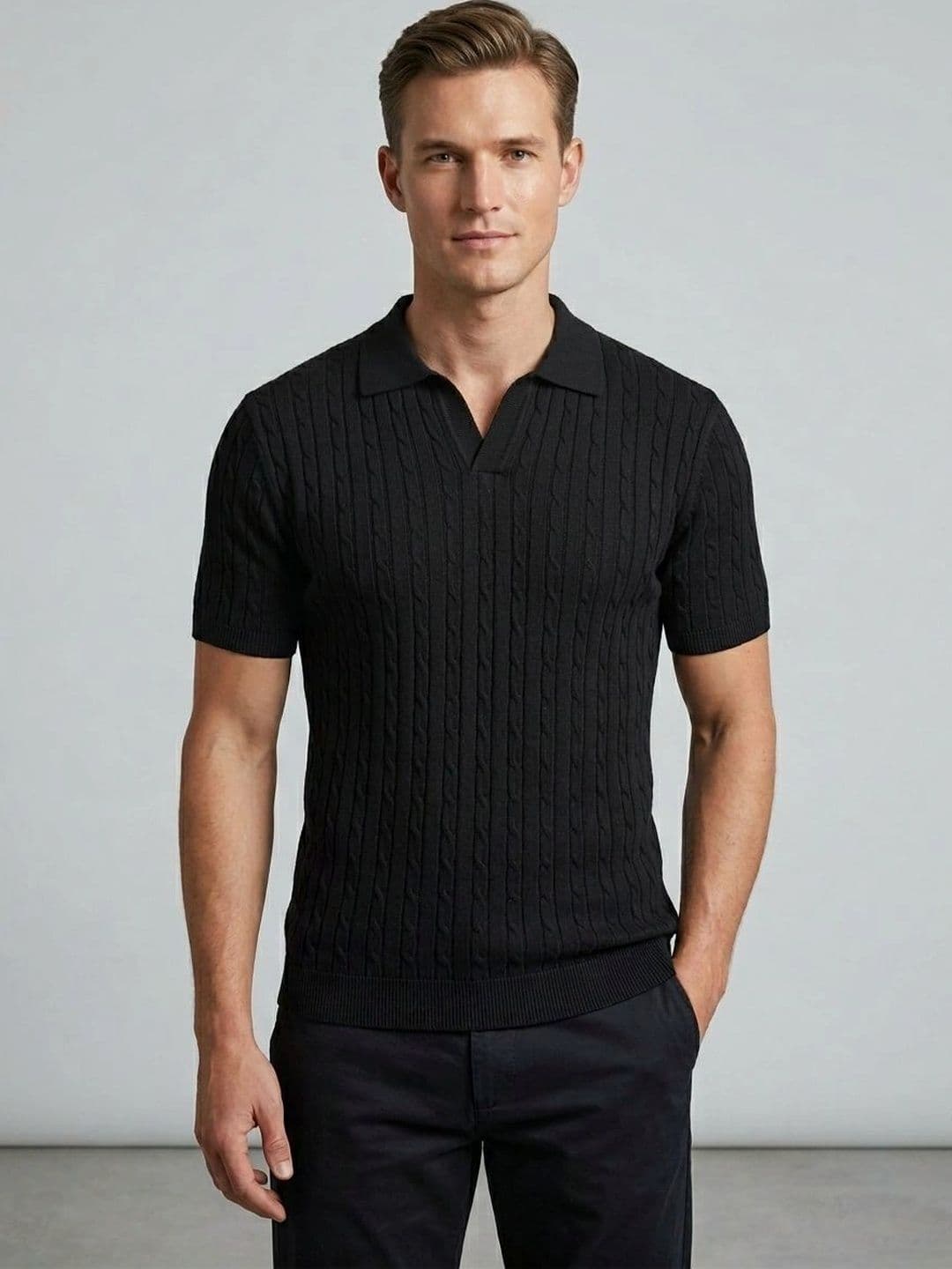 R.Code by The Roadster Life Co. Men Polo Collar T-shirt - view 1