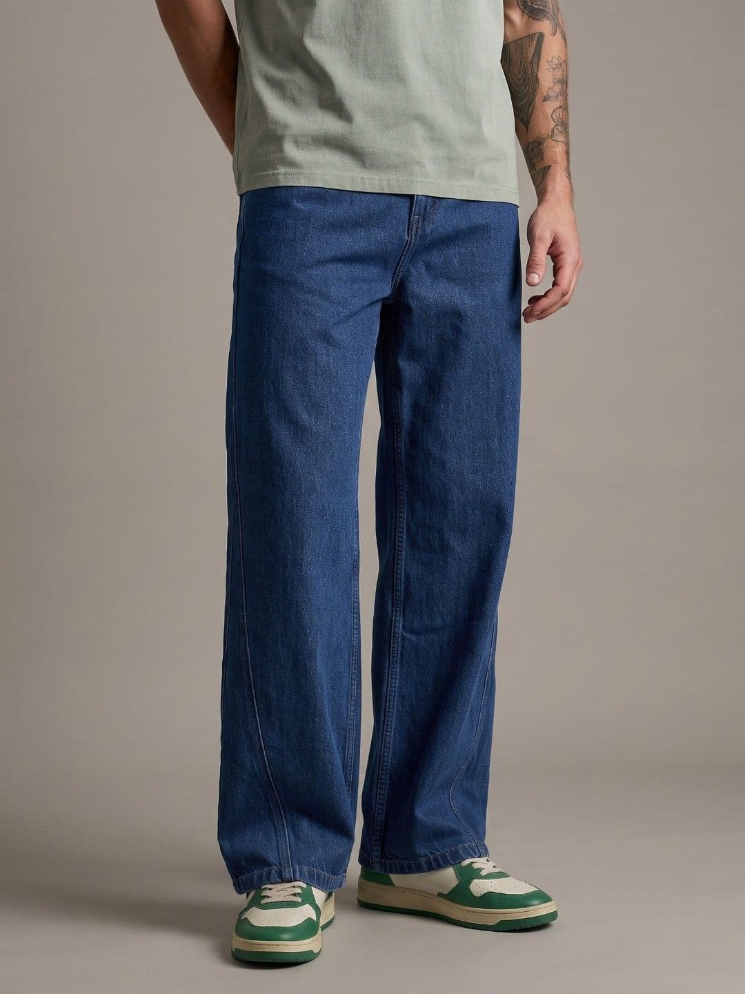 glitchez Men Wide Leg Mid-Rise Jeans - view 1