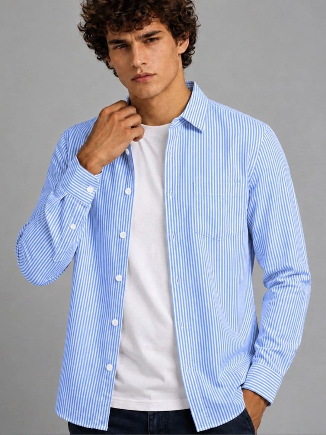 SKY GLOBAL Men Classic Striped Casual Shirt - view 1