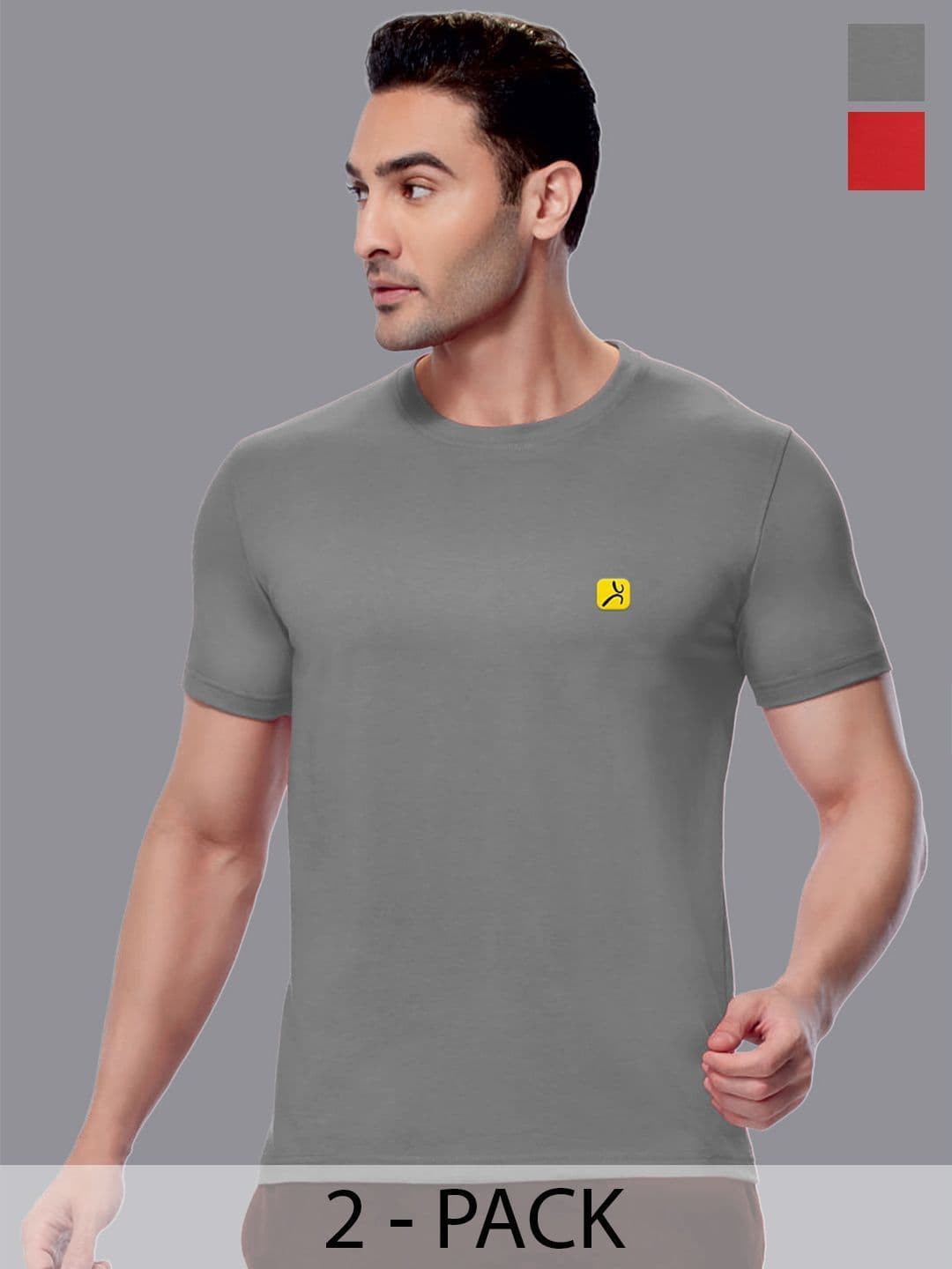 AMUL COMFY Pack Of 2 Round Neck Cotton Tshirt - view 1