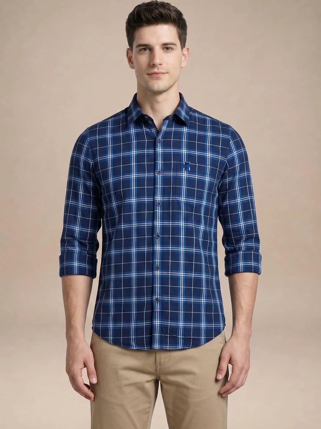 Turtle Men Relaxed Slim Fit Checked Casual Shirt - view 1