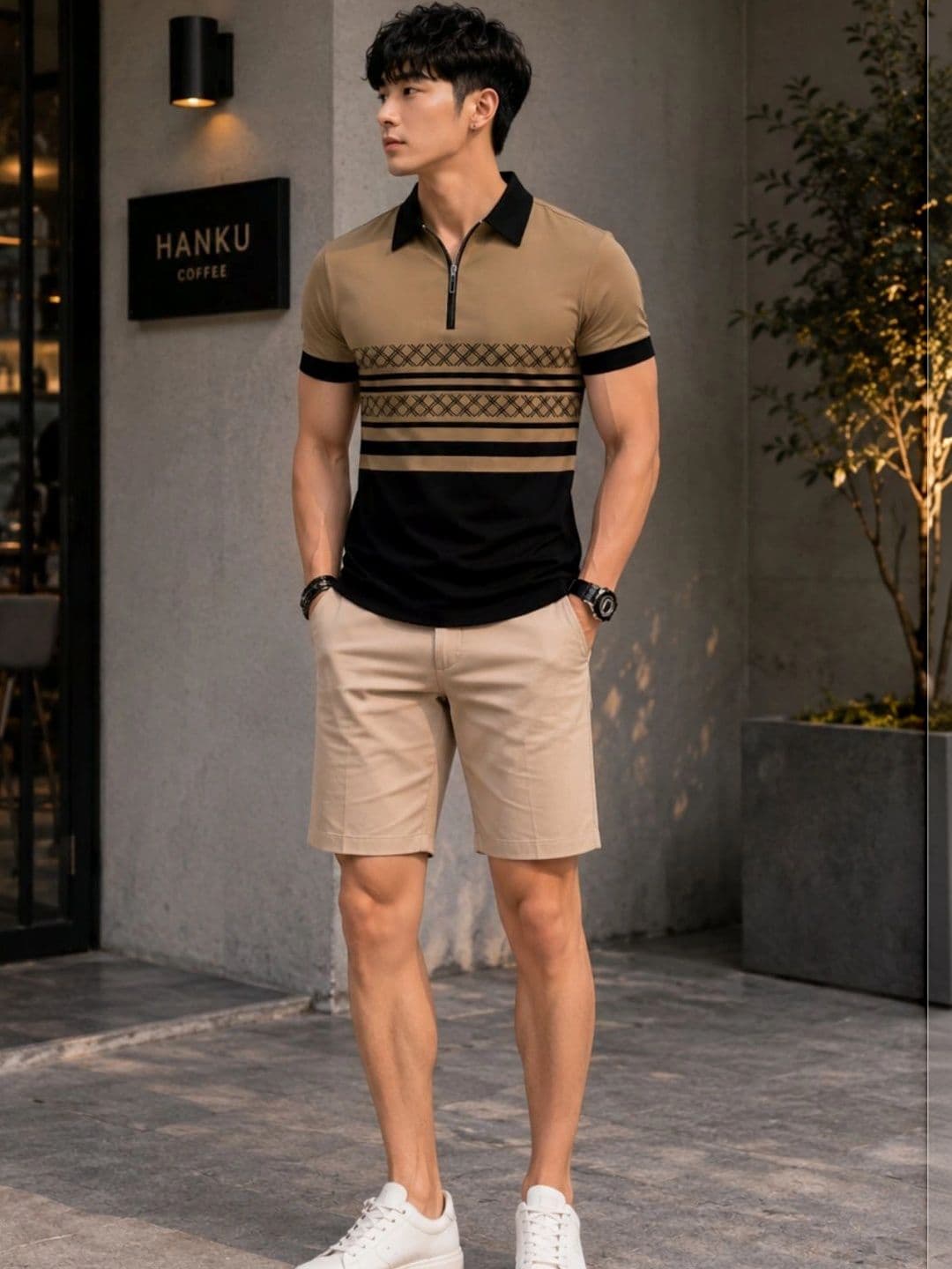 HERE&NOW Men Colourblocked Polo Collar T-shirt - view 1