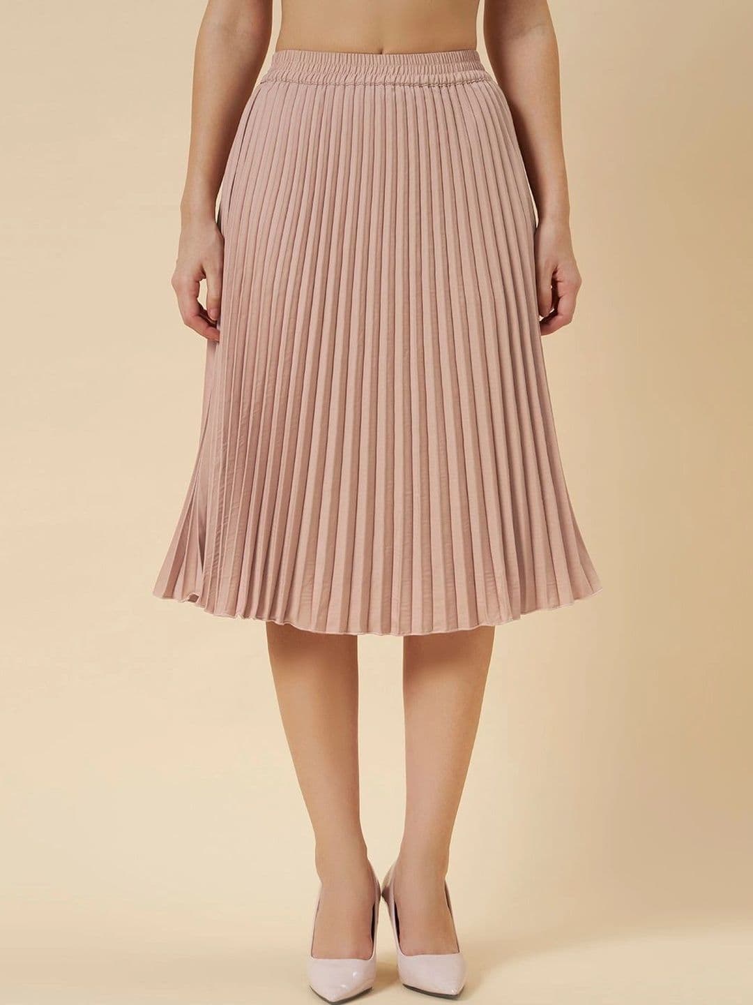 all about you Women Crepe Accordion Pleated Knee Length Flared Skirt - view 1